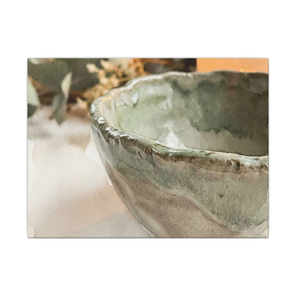 Ceramic Bowl Canvas Art | Summer Japandi Watercolor Art Art Print