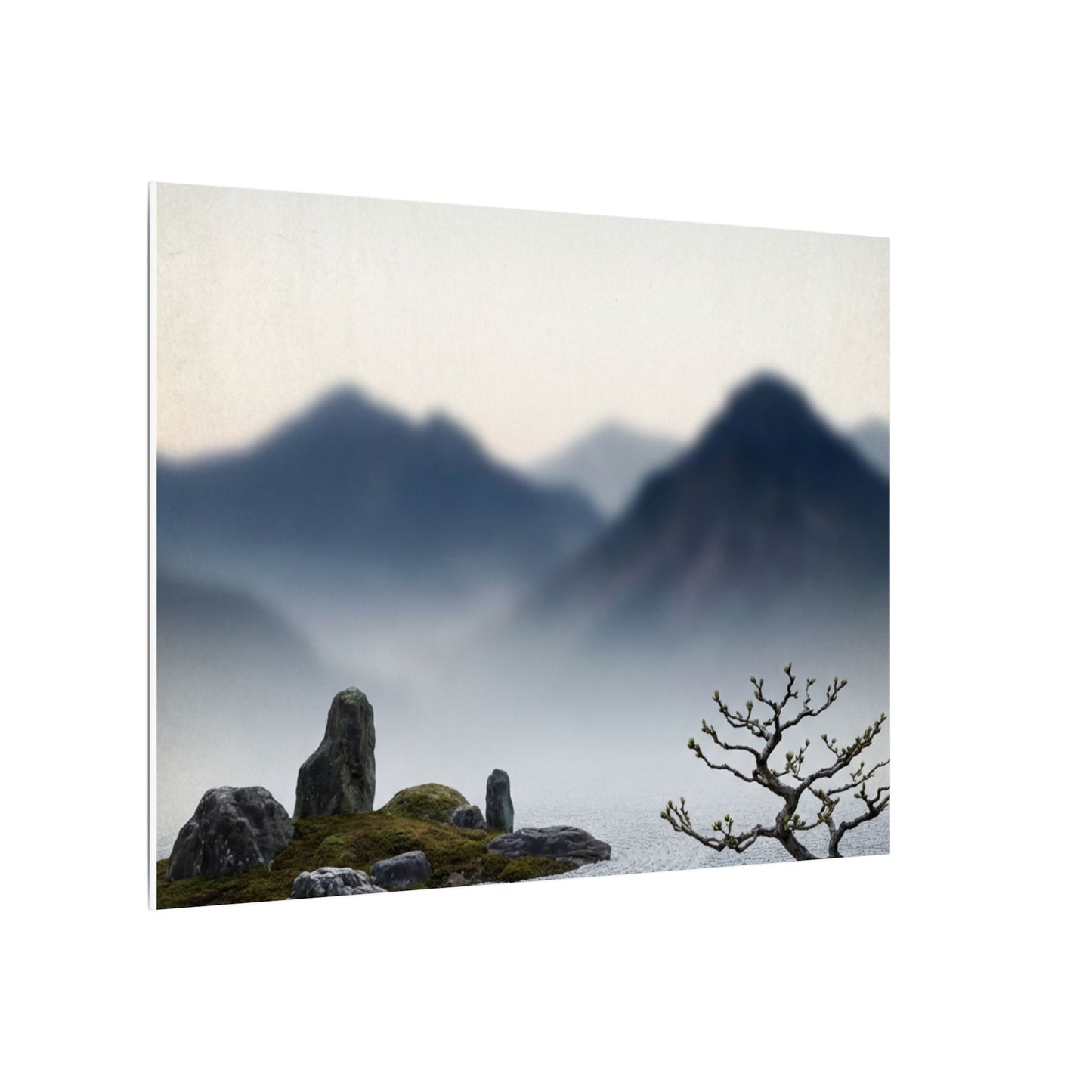 Mountain Mist Karesansui Canvas Art | Contemplative Zen Art