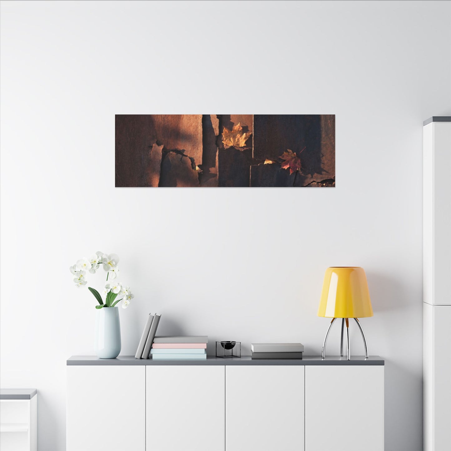 Seijaku Rust Patina Canvas Art - Dark Japandi Shadow Zen