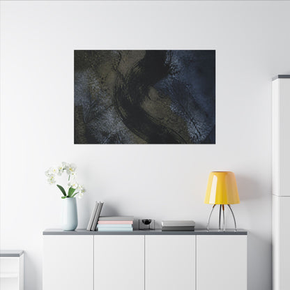 Shibui Ink Brushstroke Canvas Art - Dark Japandi Dark Texture
