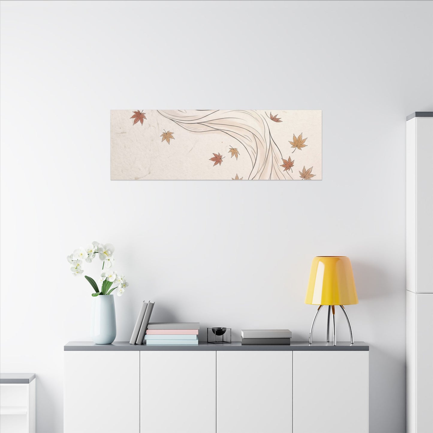 Japandi Silk Drape in Dawn | Minimal Line Canvas Art