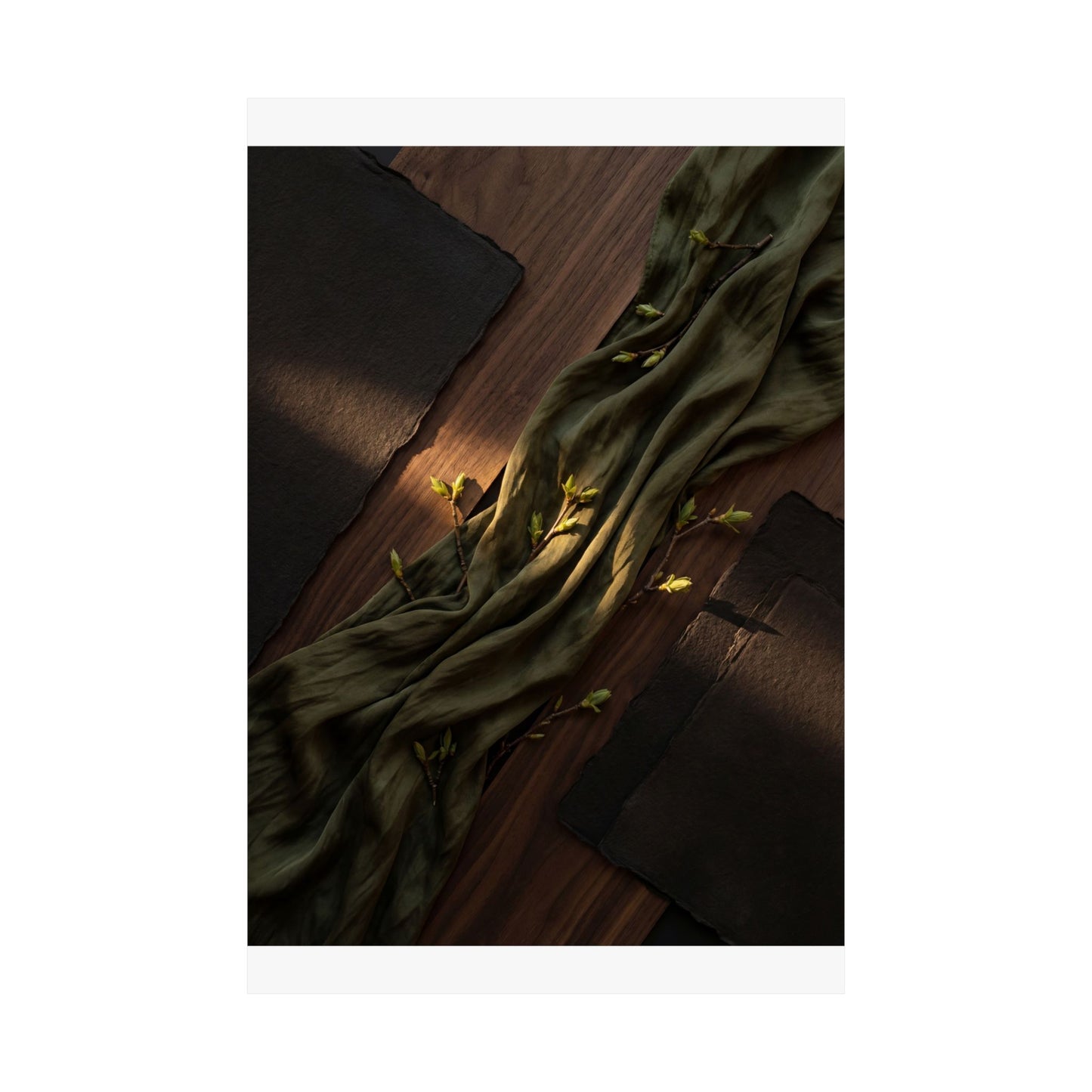 Silk Drape Spring Wall Art Print | Dark Japandi Bold Design
