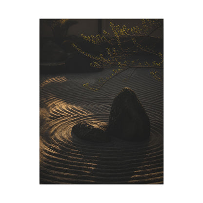 Ma Rock Garden Canvas Art - Dark Japandi Shadow Zen