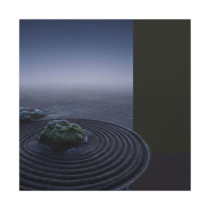 Ma Rock Garden Canvas Art - Dark Japandi Moody Minimal