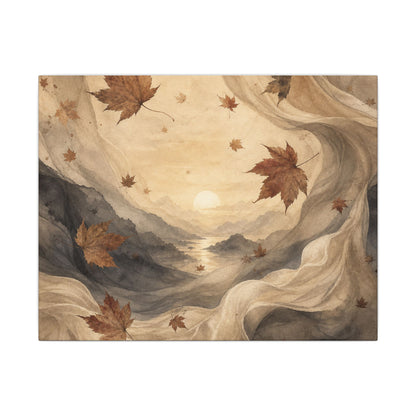 Autumn Silk Drape Watercolor Canvas Art | Earthy Decor