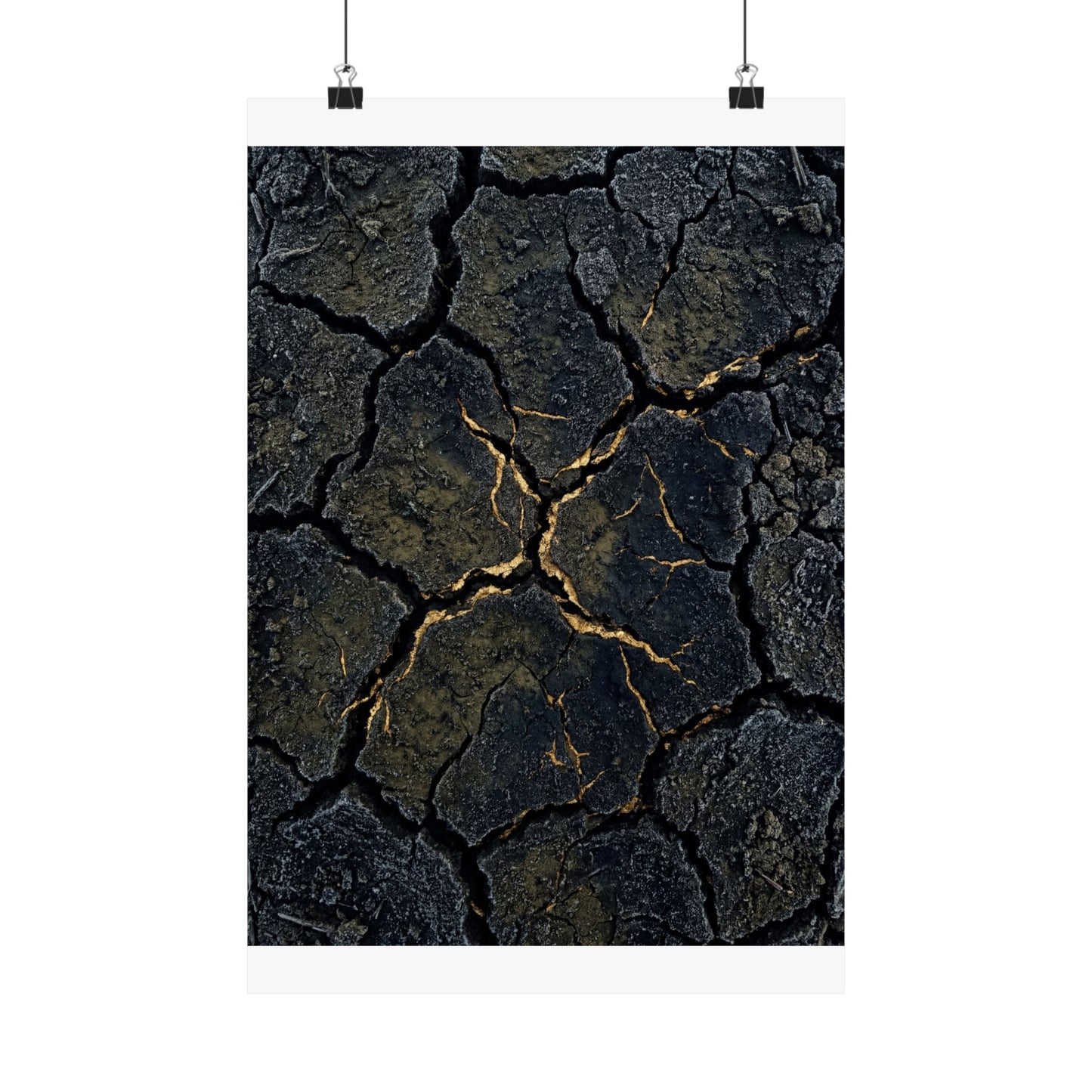 Cracked Earth Winter Wall Art Print | Dark Japandi Moody Design Art Print