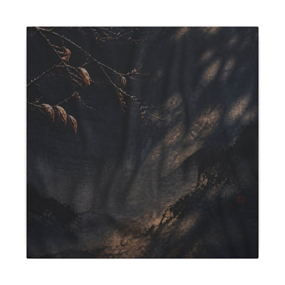 Atmospheric Silk Drape Canvas Art - Charcoal Ink Dark Japandi