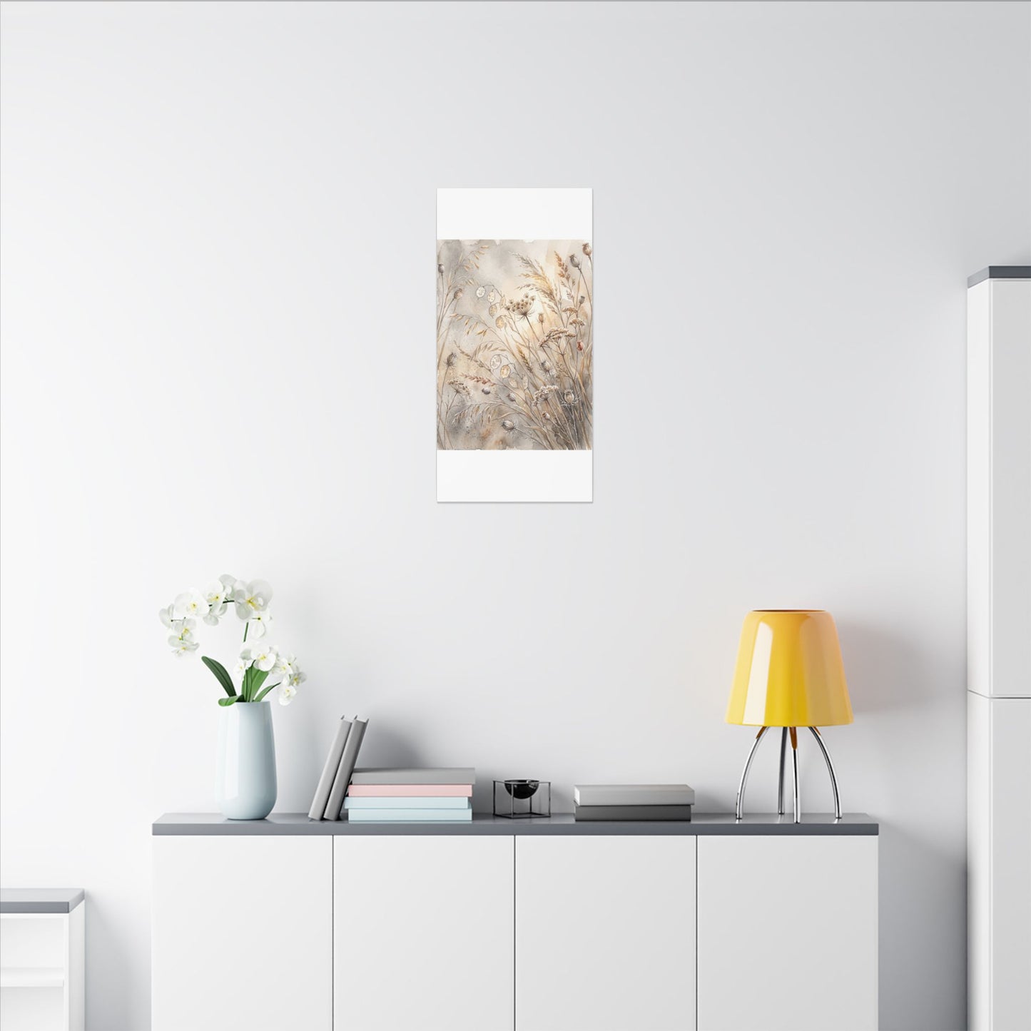 Winter Dried Flowers Watercolor Canvas Art | Warm Decor