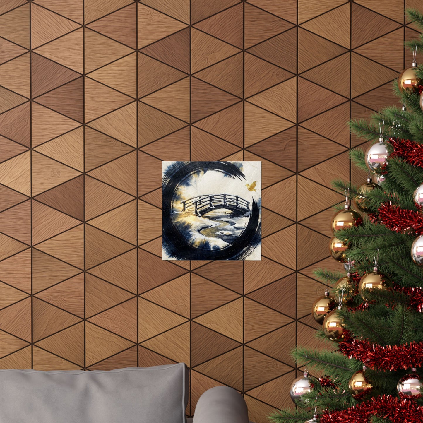 Zen Ink Brushstroke in Golden Hour | Karesansui Wall Art Print