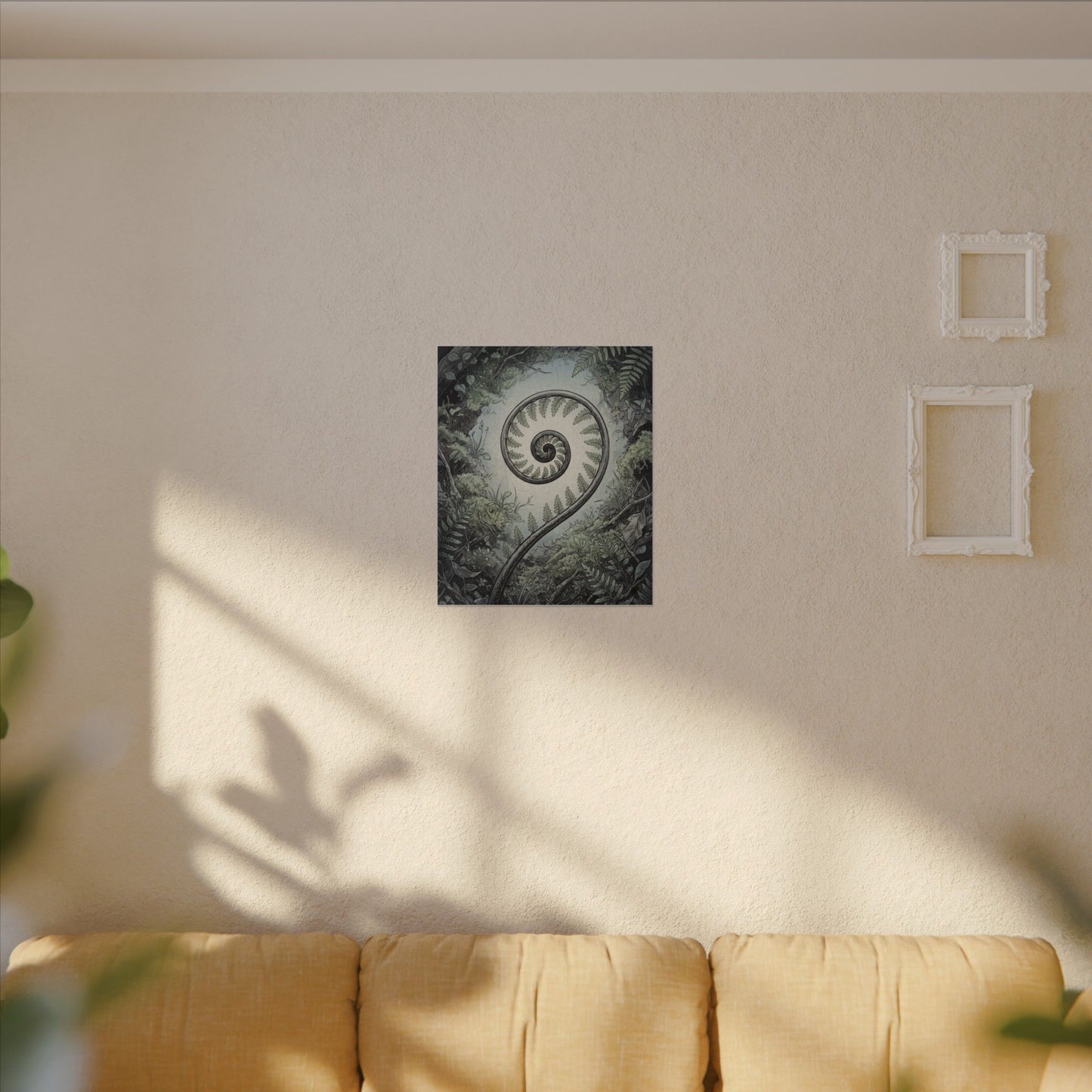 Zen Fern Unfurling in Dawn | Ukiyo E Inspired Canvas Art