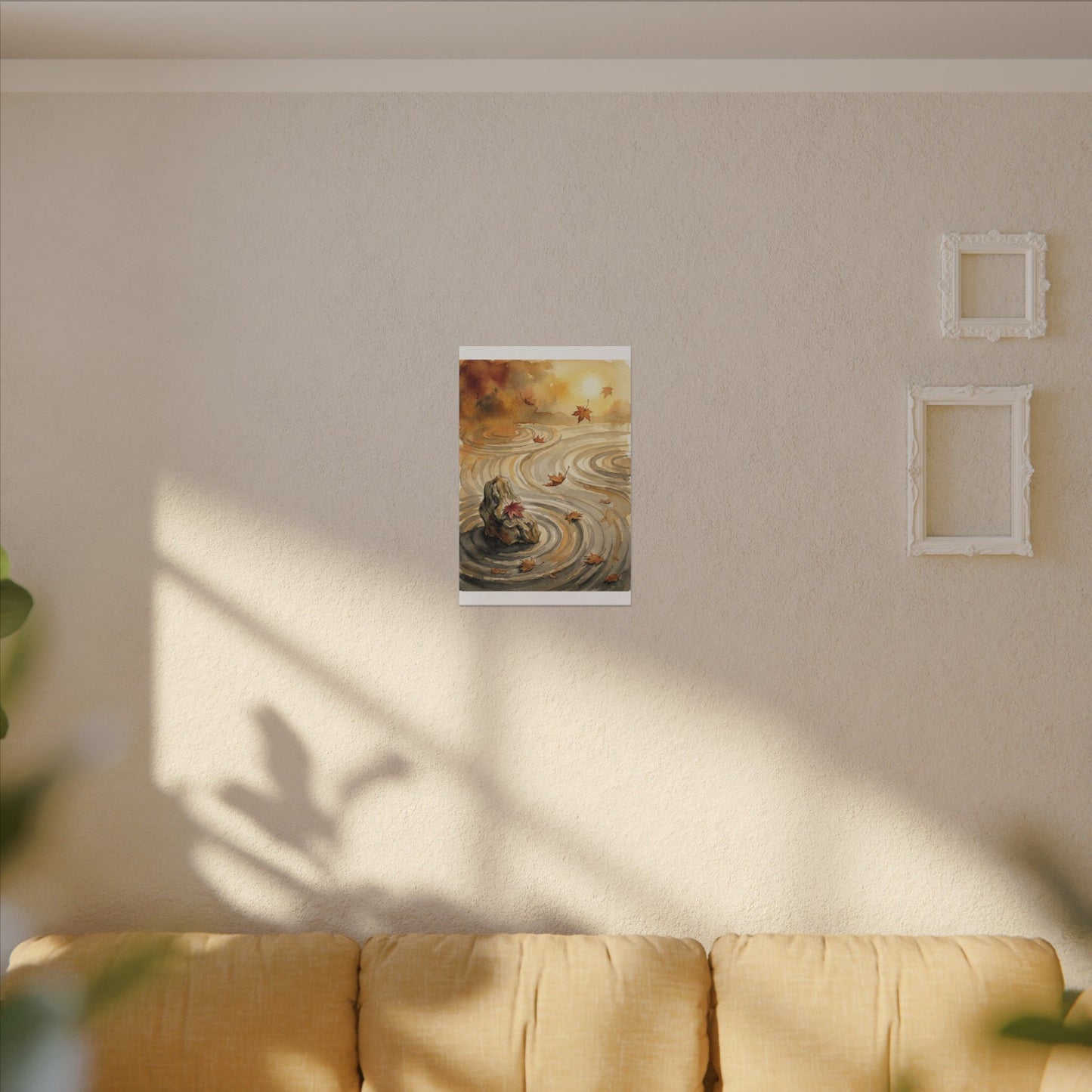Autumn Rock Garden Watercolor Canvas Art | Neutral Decor