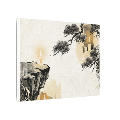 Japandi Pine Tree in Candlelight | Japanese Pattern Canvas Art