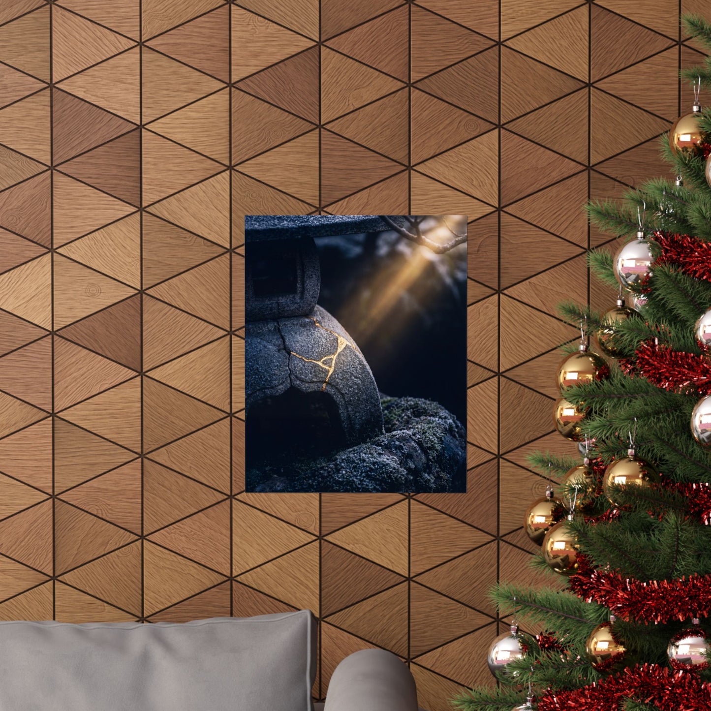 Moonlit Garden Winter Wall Art Print | Kintsugi Artful Design