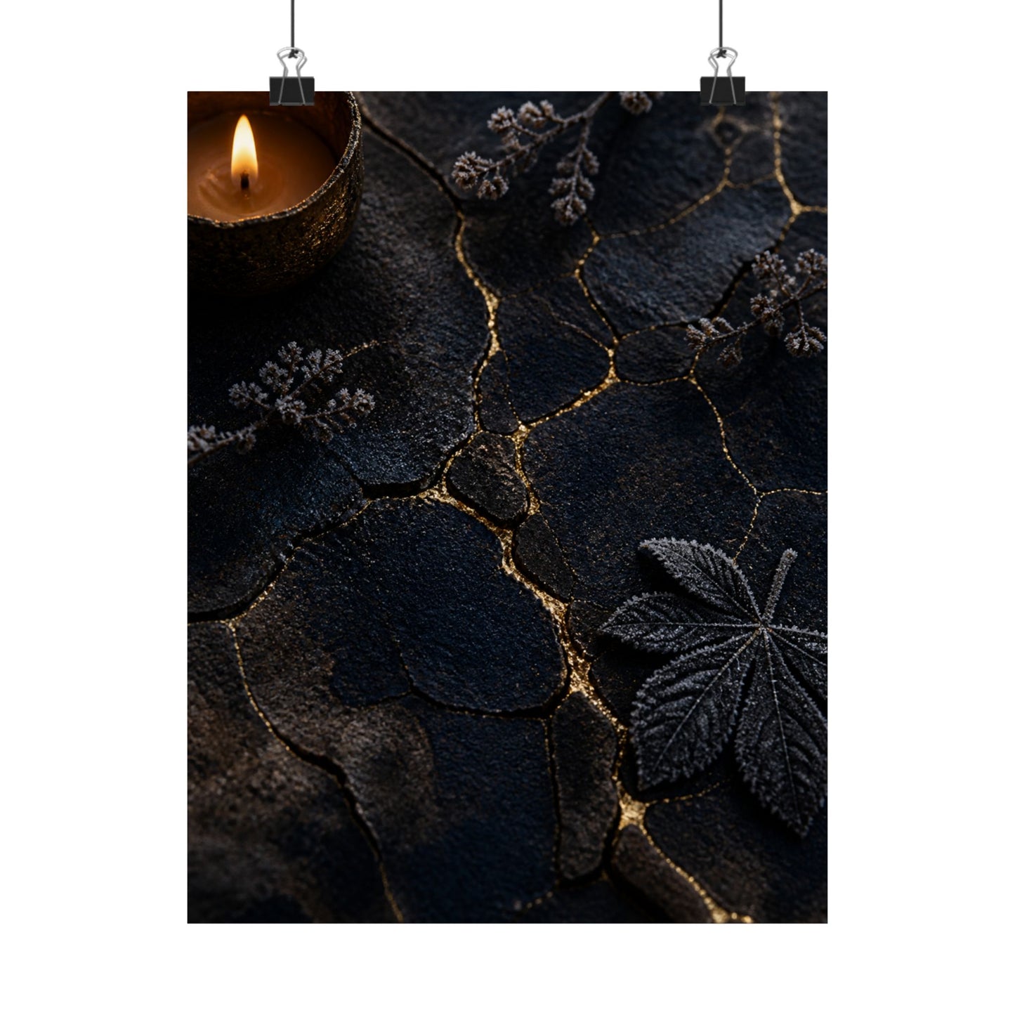 Luxurious Cracked Earth Wall Art Print - Moody Minimal Dark Japandi