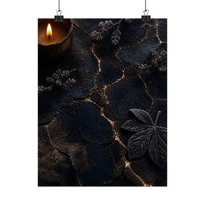 Luxurious Cracked Earth Wall Art Print - Moody Minimal Dark Japandi