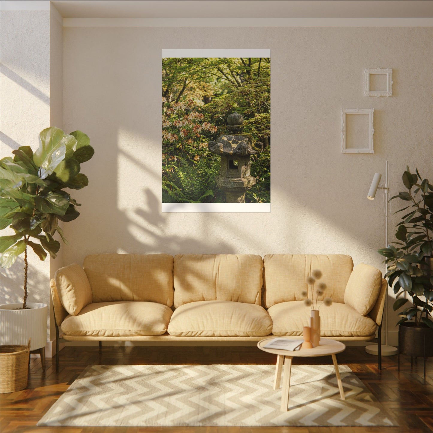Spring Stone Lantern Gold Repair Canvas Art | Beautiful Decor