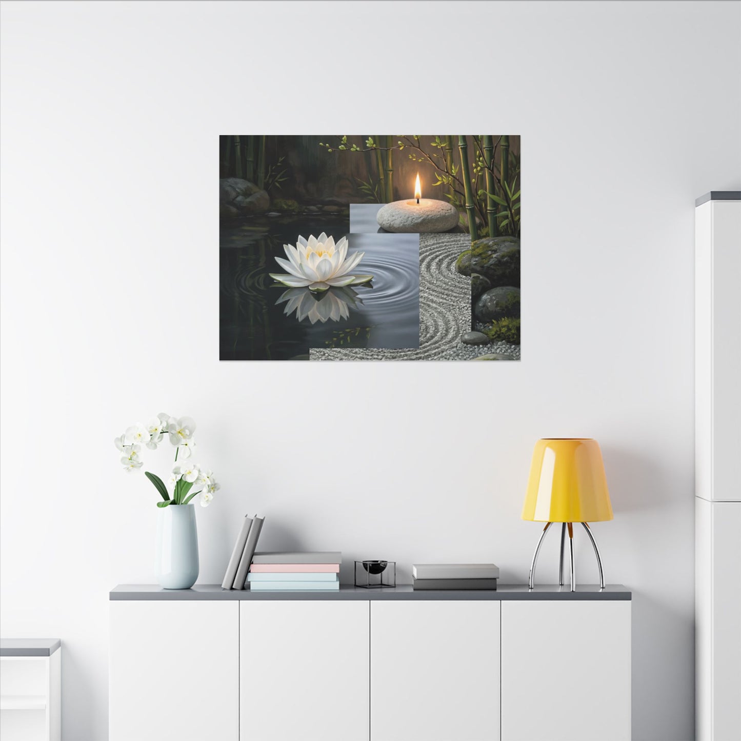 Candlelight Lotus Flower Canvas Art - Zen Kanso