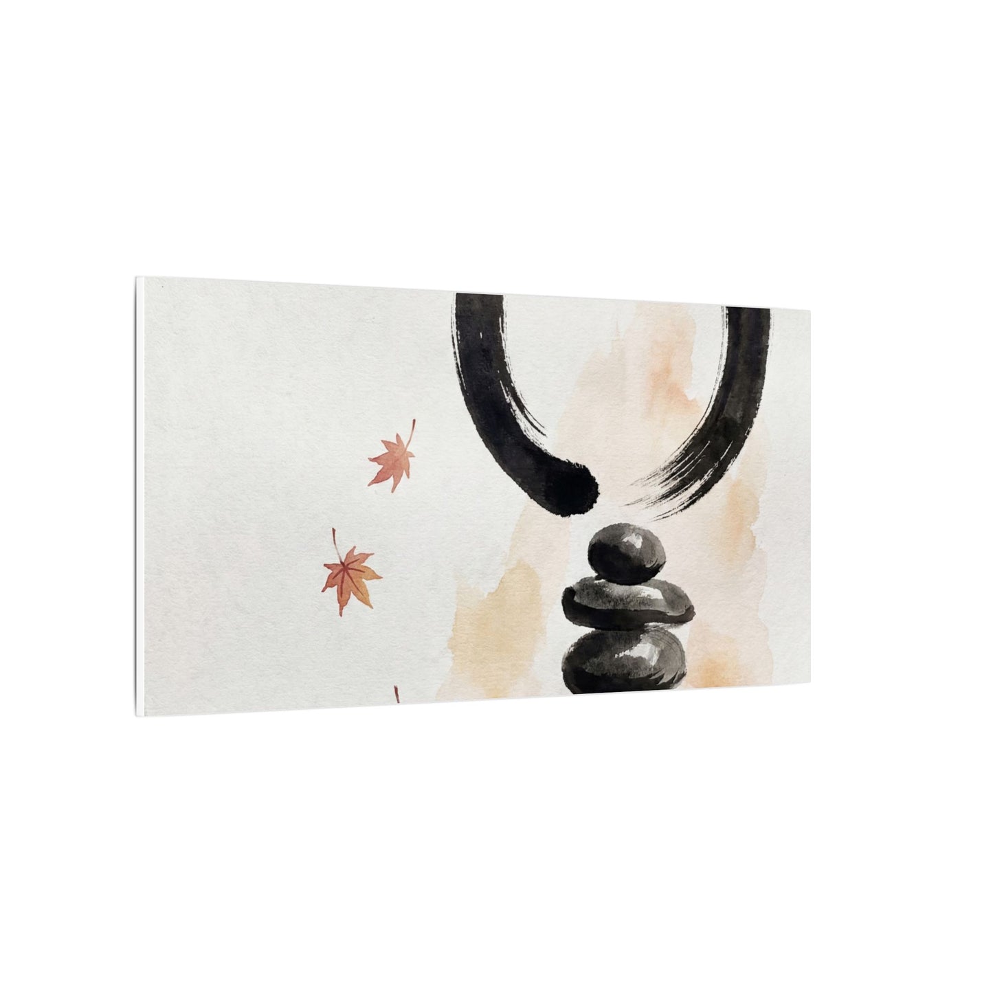 River Stones Canvas Art | Autumn Zen Enso Art