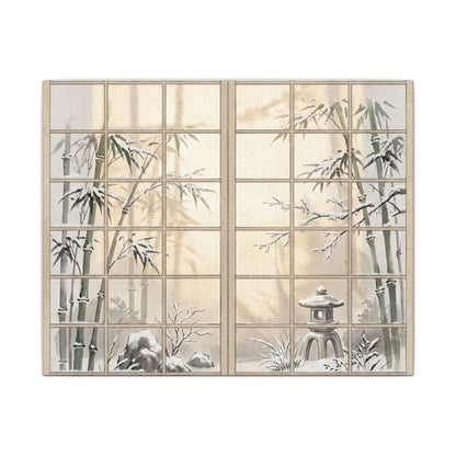 Winter Shoji Screen Sumi E Canvas Art | Tranquil Decor