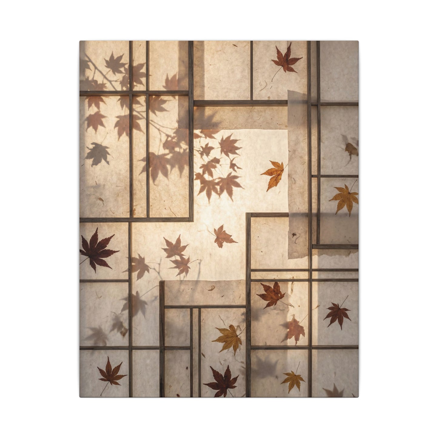 Shoji Screen Japanese Pattern Canvas Art | Neutral Japandi Art