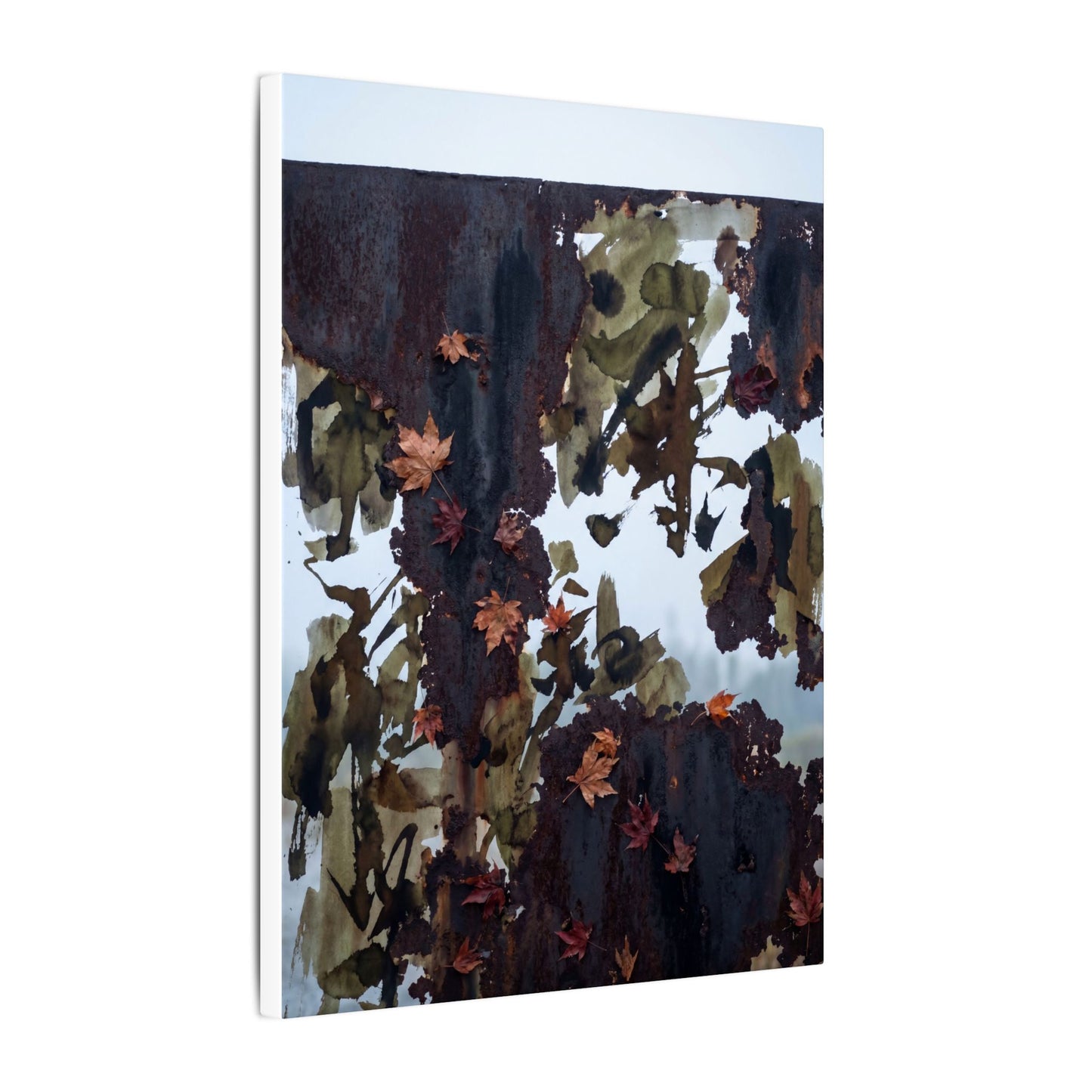 Rust Patina Charcoal Ink Canvas Art | Sophisticated Dark Japandi Art