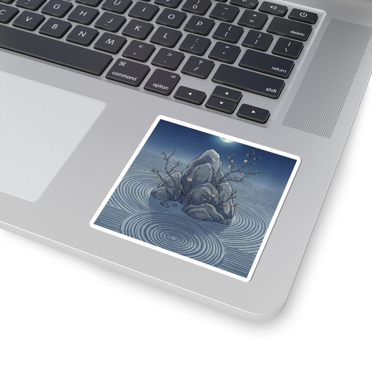 Rock Garden Ukiyo E Inspired Sticker | Contemplative Zen Art Art Print