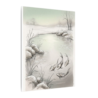 Koi Pond Minimal Line Canvas Art | Cozy Japandi Art