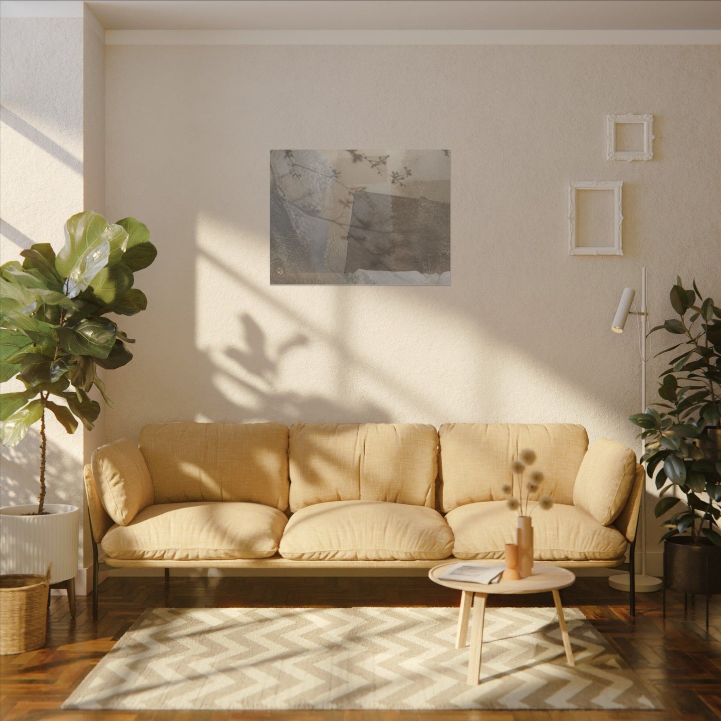 Neutral Shadow Play Canvas Art - Texture Japandi