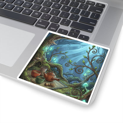 Spring Tea Ceremony Forest Whimsy Sticker | Enchanting Decor Art Print