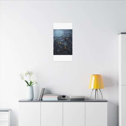 Mono No Aware Cracked Earth Canvas Art - Dark Japandi Charcoal Ink