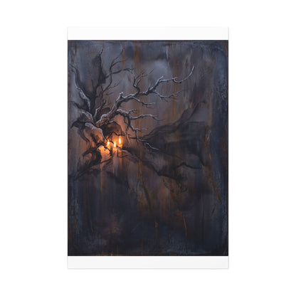 Winter Rust Patina Charcoal Ink Canvas Art | Atmospheric Decor