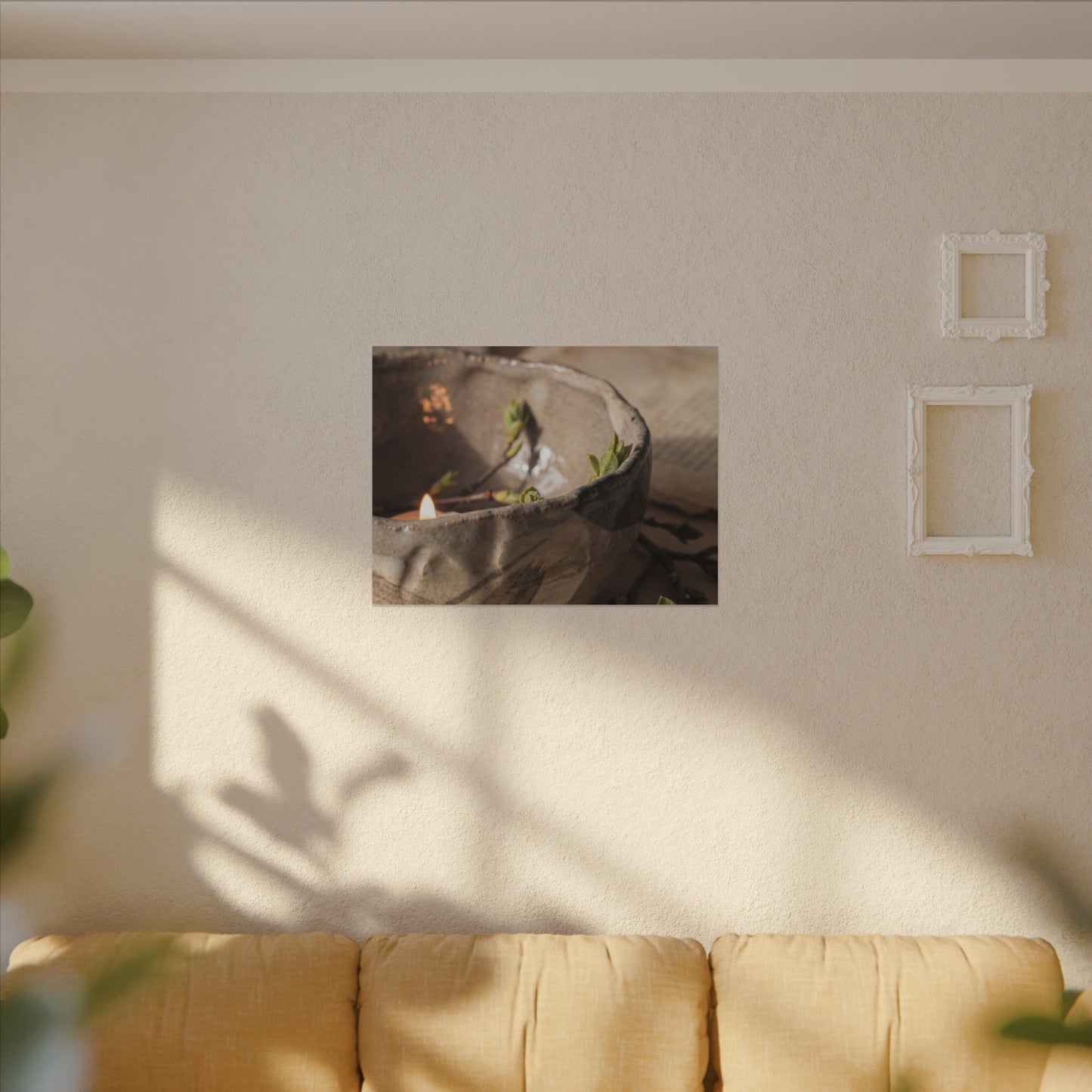 Candlelight Ceramic Bowl Canvas Art - Japandi Ma
