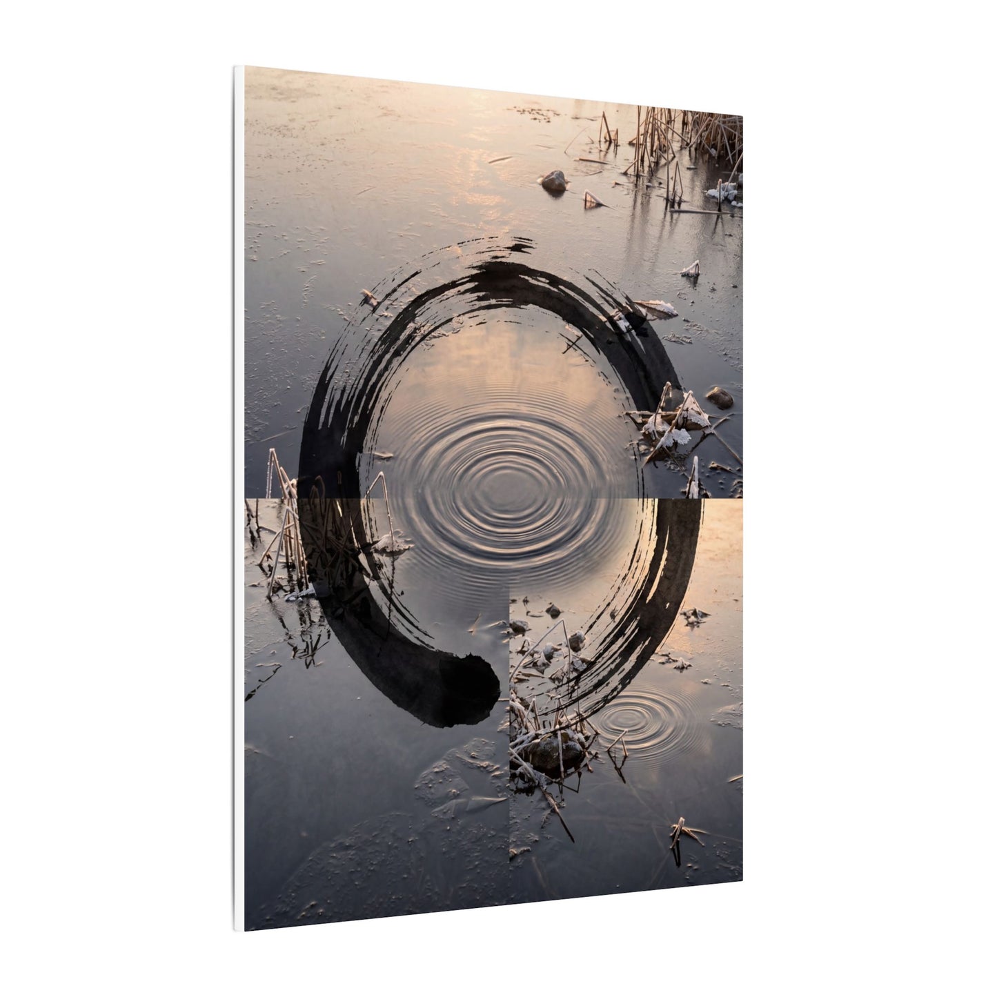 Winter Water Ripple Enso Canvas Art | Tranquil Decor