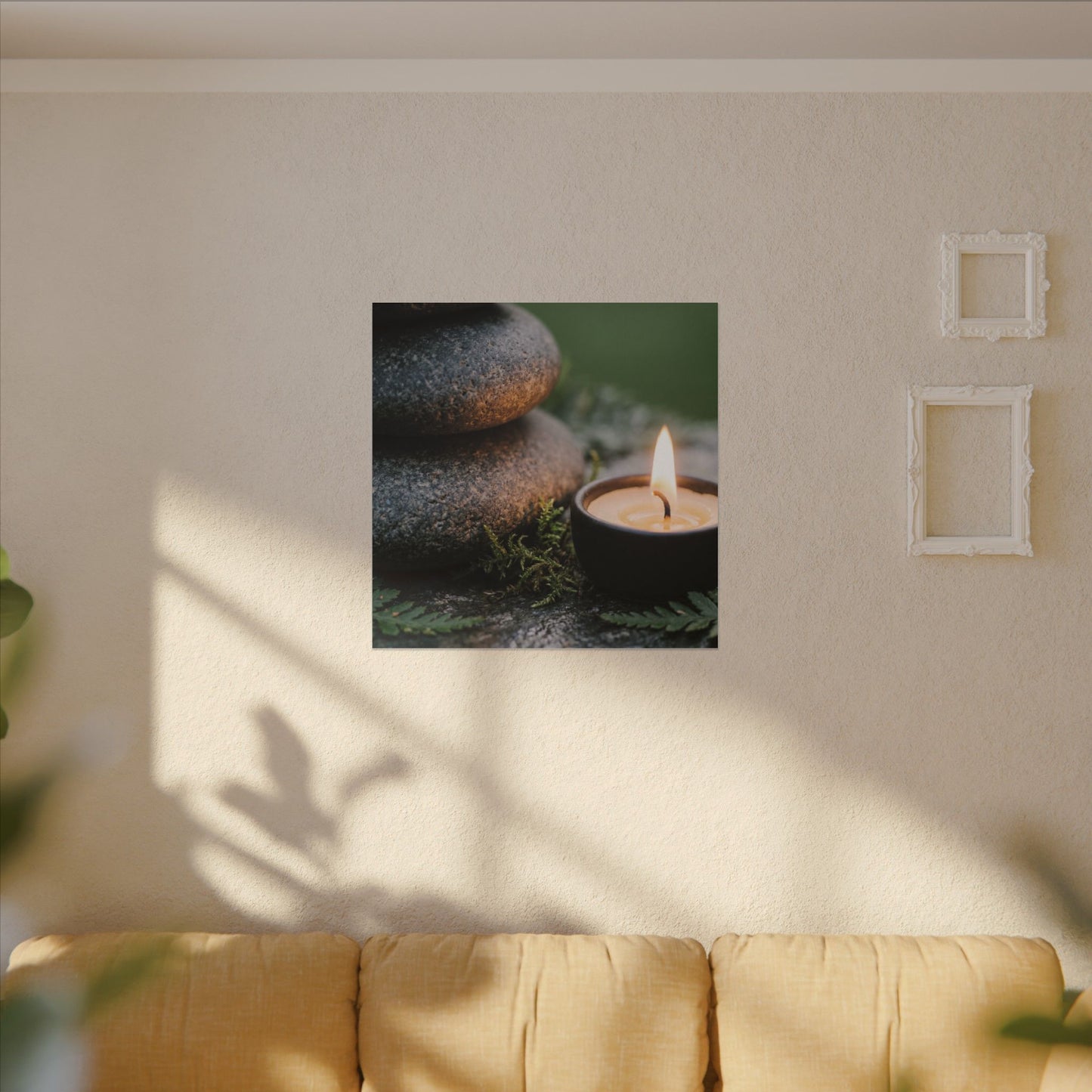 Warm River Stones Canvas Art - Japanese Pattern Japandi