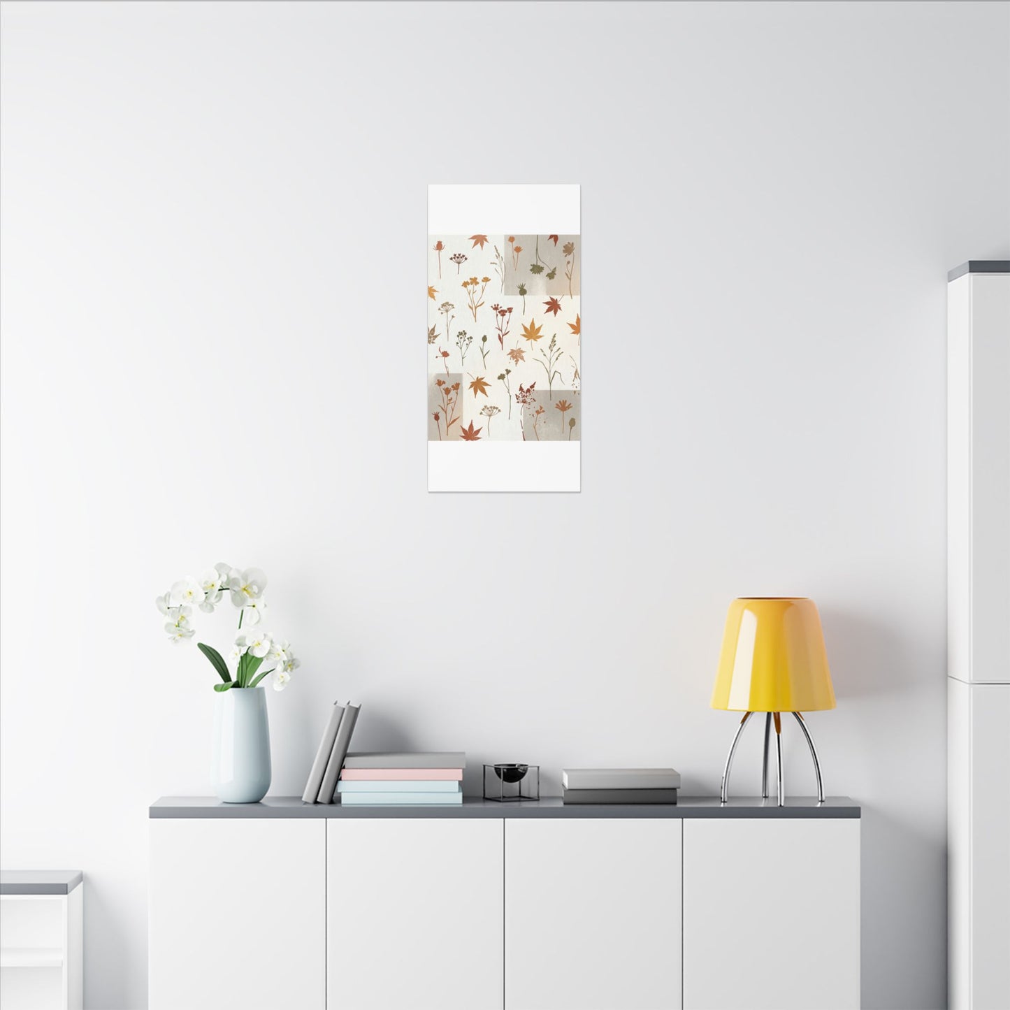 Autumn Dried Flowers Japanese Pattern Canvas Art | Elegant Decor
