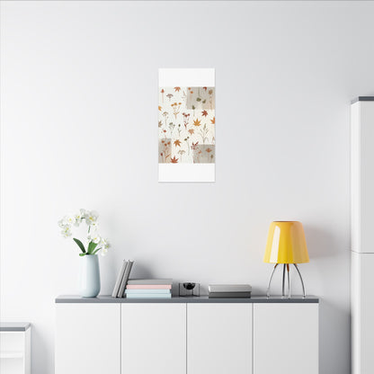 Autumn Dried Flowers Japanese Pattern Canvas Art | Elegant Decor