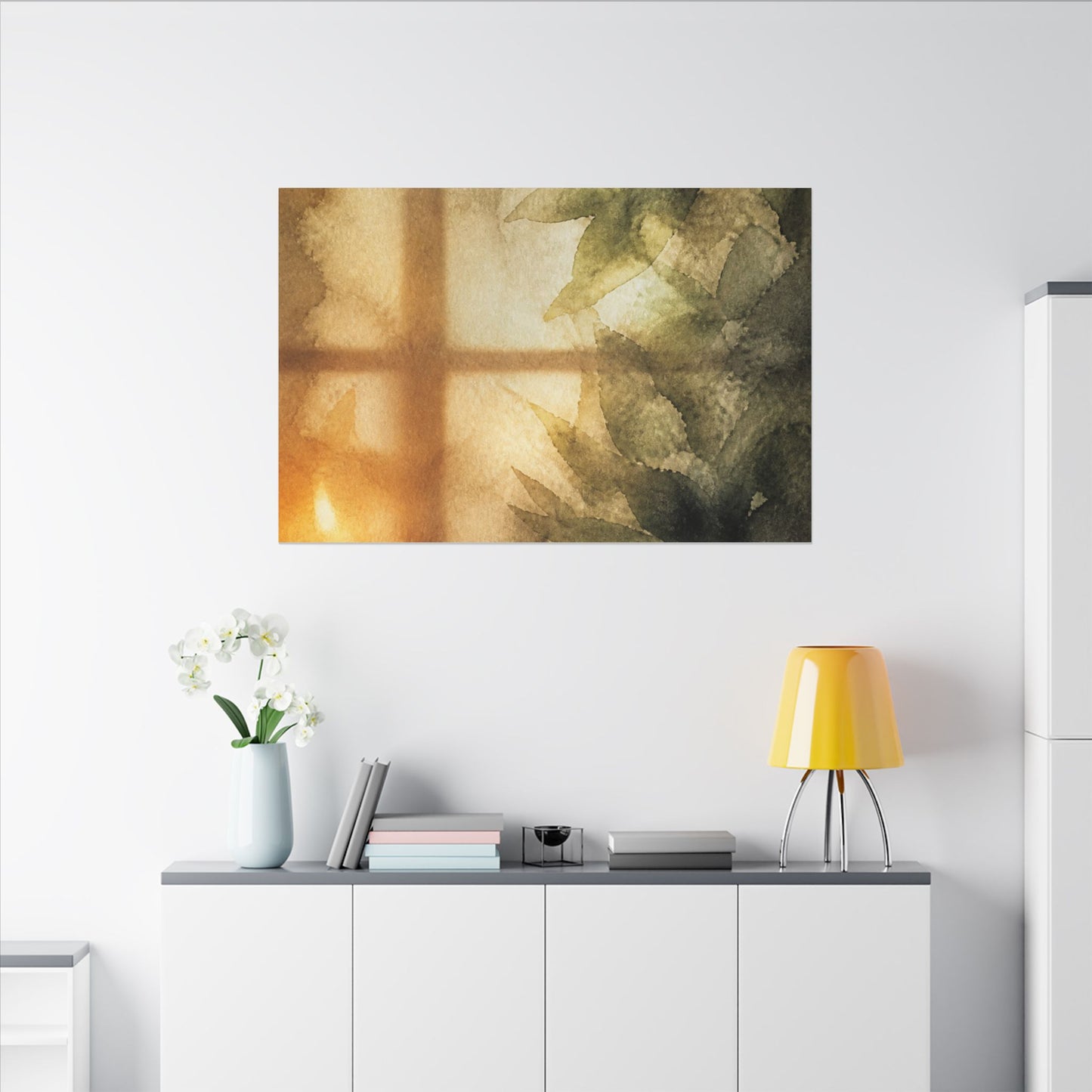 Cozy Shoji Screen Canvas Art - Watercolor Japandi