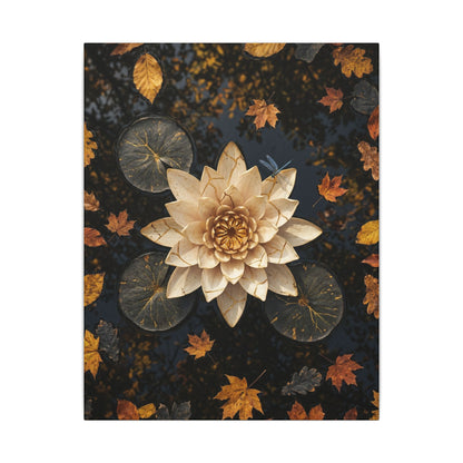 Kintsugi Lotus Flower in Dappled | Gold Repair Canvas Art