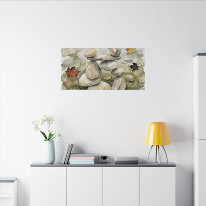Overcast River Stones Canvas Art - Japandi Fukinsei