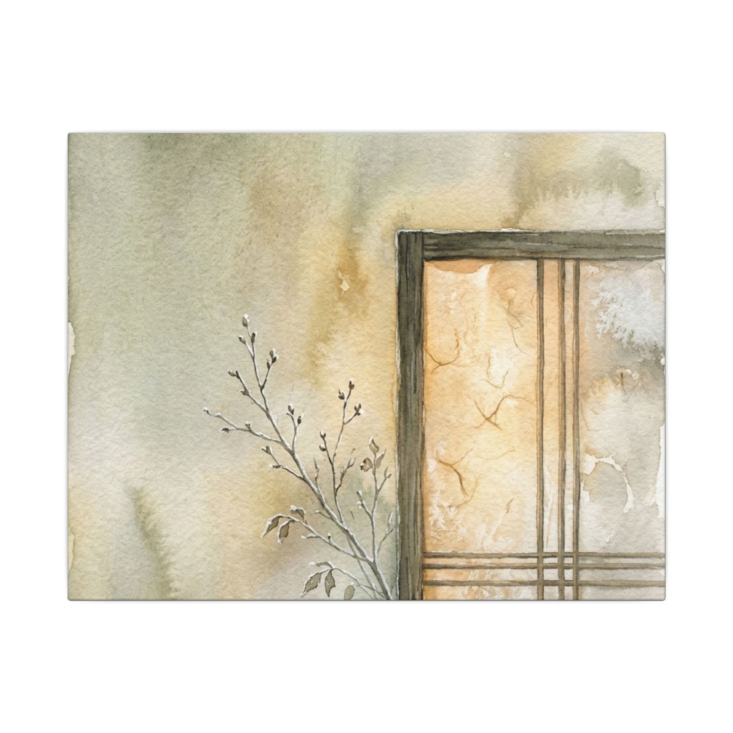 Ma Shoji Screen Canvas Art - Japandi Watercolor