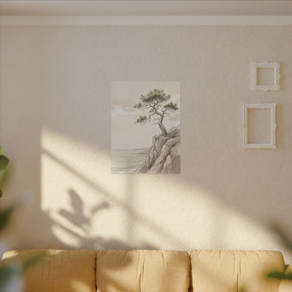 Japandi Pine Tree in Dappled | Minimal Line Canvas Art