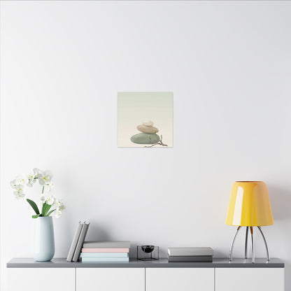 Dawn River Stones Canvas Art - Japandi Fukinsei