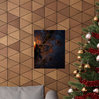 Dark Japandi Rust Patina in Candlelight | Charcoal Ink Wall Art Print