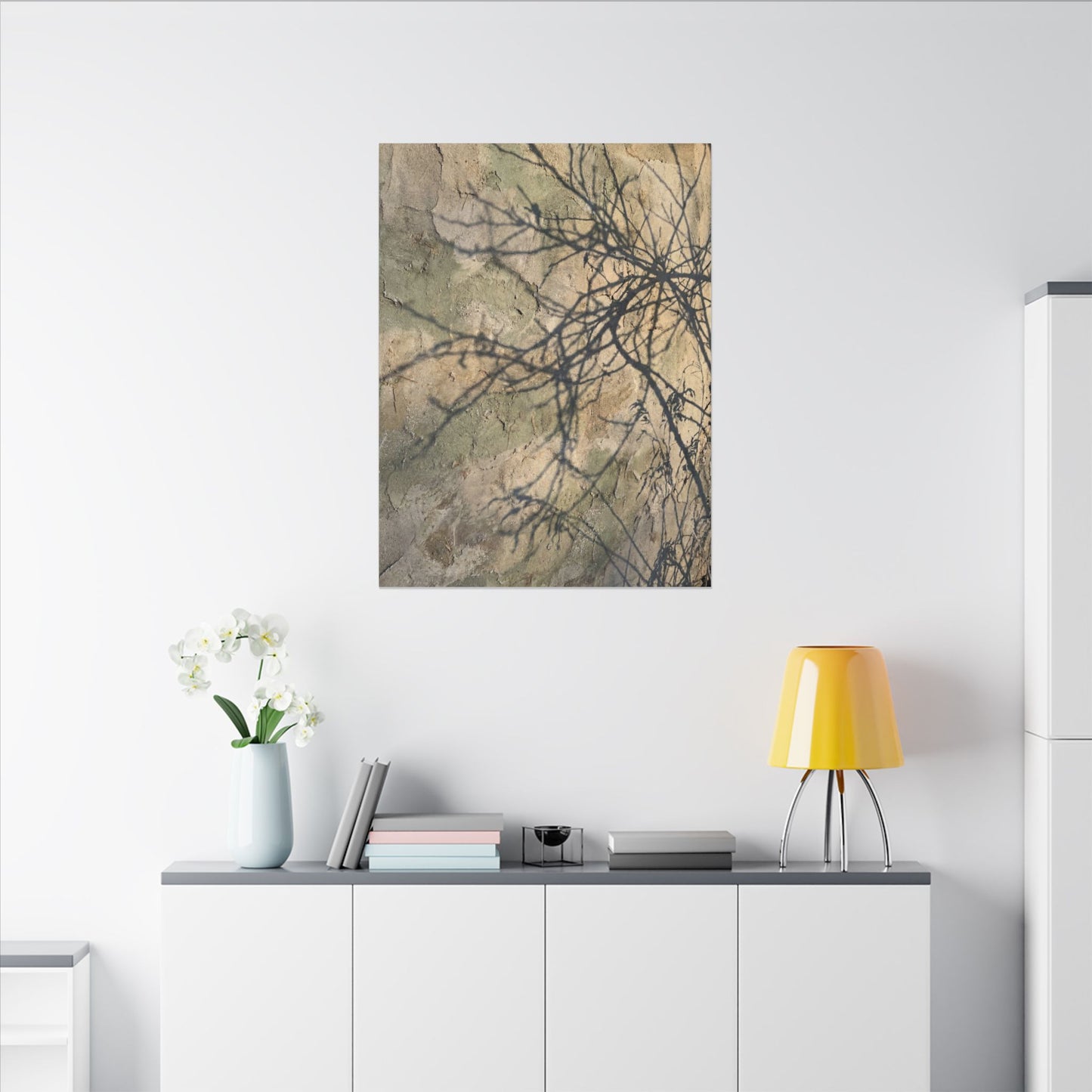 Japandi Shadow Play in Golden Hour | Texture Canvas Art
