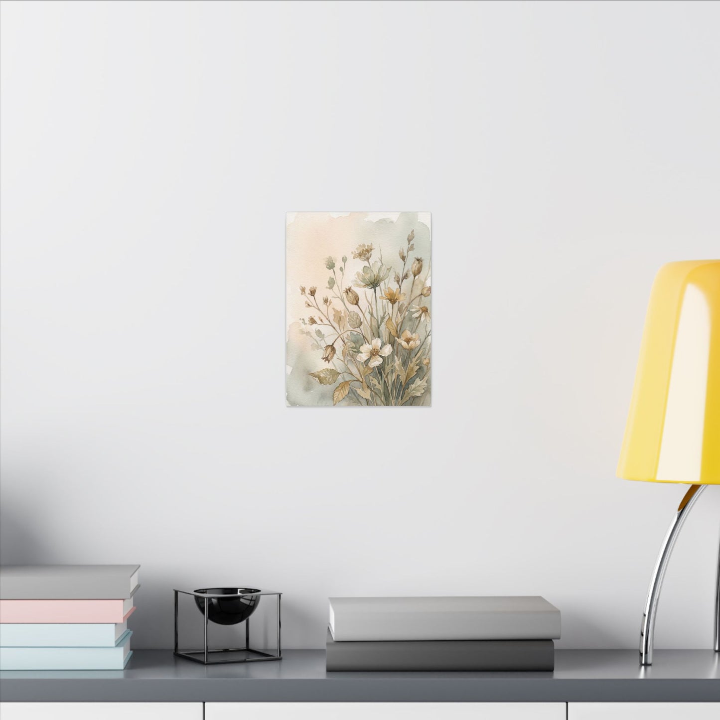 Summer Dried Flowers Watercolor Canvas Art | Elegant Decor