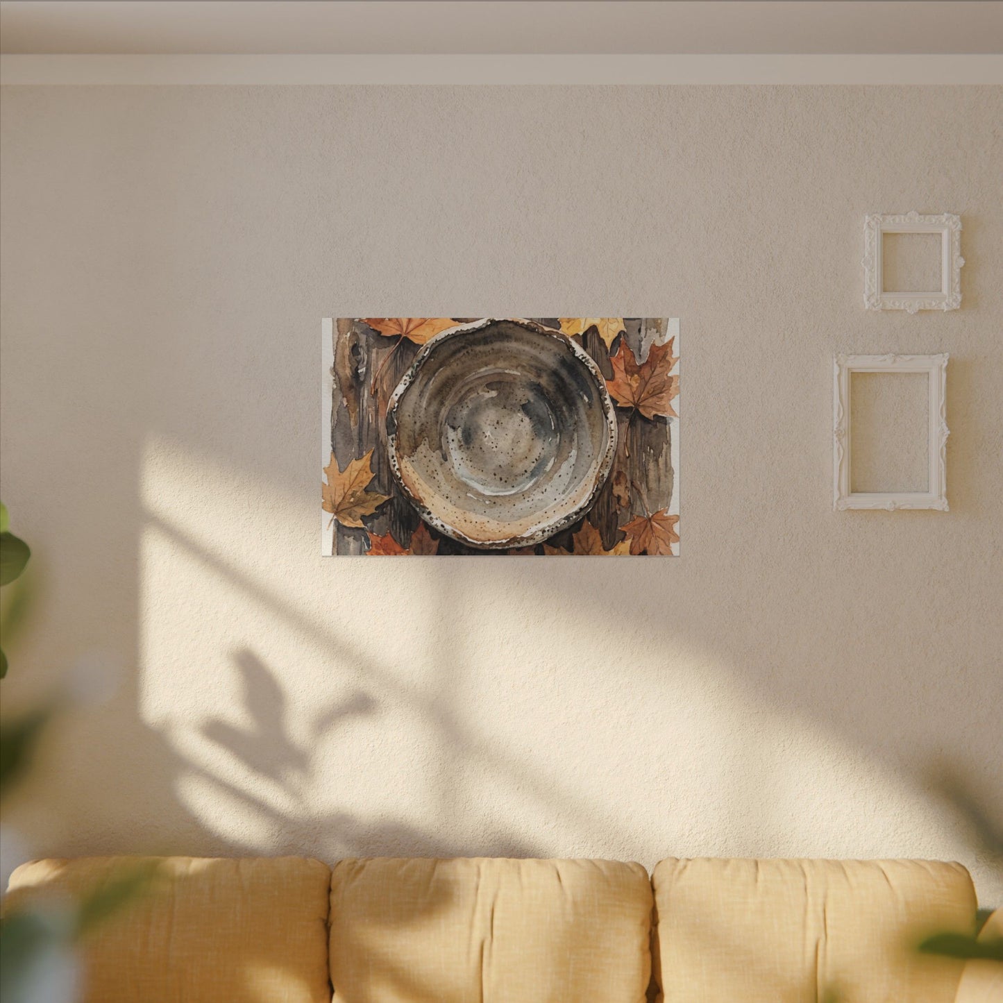Ma Ceramic Bowl Canvas Art - Japandi Watercolor