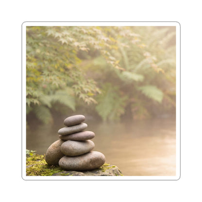 River Stones Summer Sticker | Japandi Neutral Design Art Print