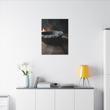 Ceramic Bowl Canvas Art | Winter Dark Japandi Shadow Zen Art