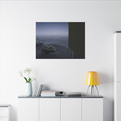 Ma Rock Garden Canvas Art - Dark Japandi Moody Minimal
