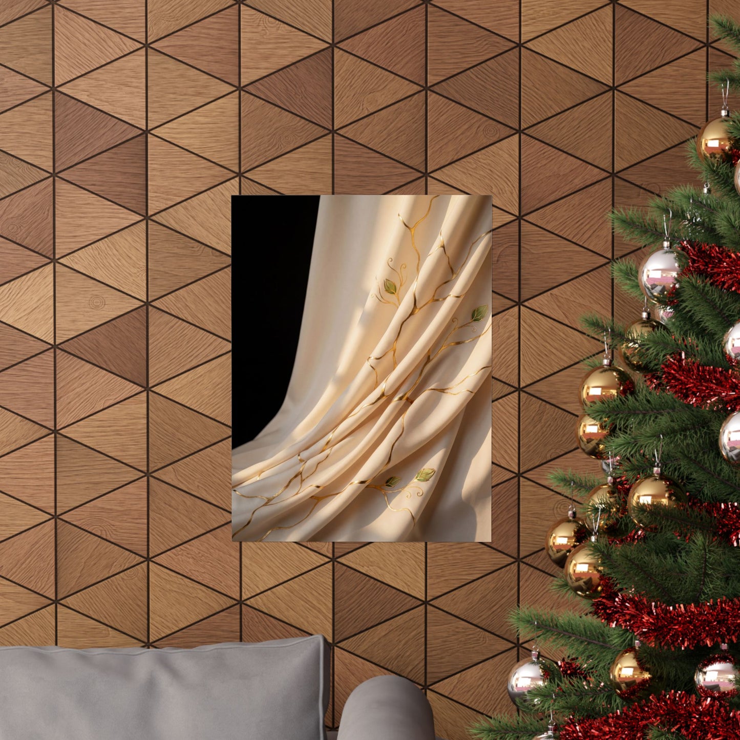 Silk Drape Crackle Gold Wall Art Print | Philosophical Kintsugi Art
